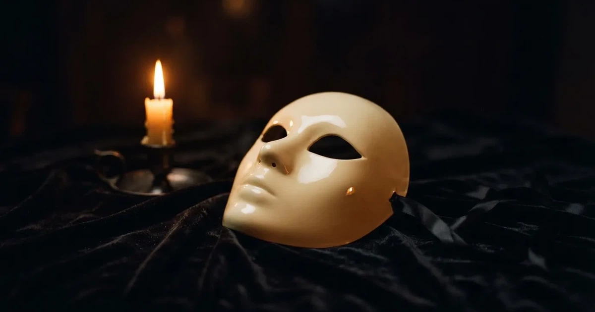 En venetiansk mask på svart sammet, ljuslågan speglas i dess blanka yta — svenska casinon med tether