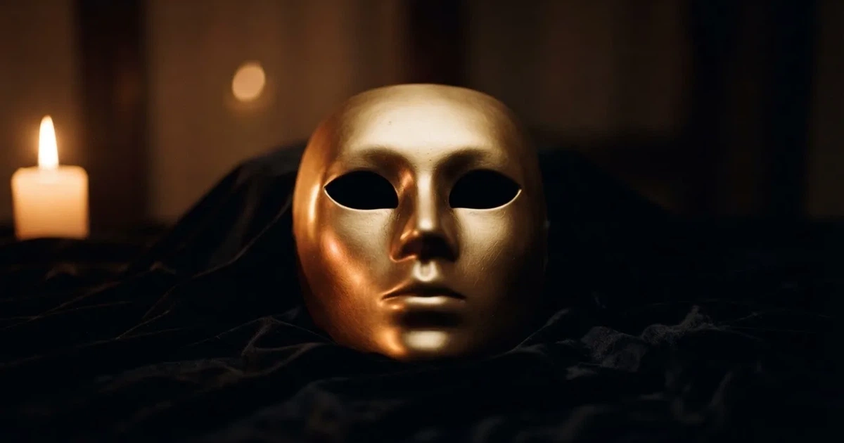 En venetiansk mask på svart sammet, ljuslågan speglas i dess blanka yta — svenska casinon utan registrering